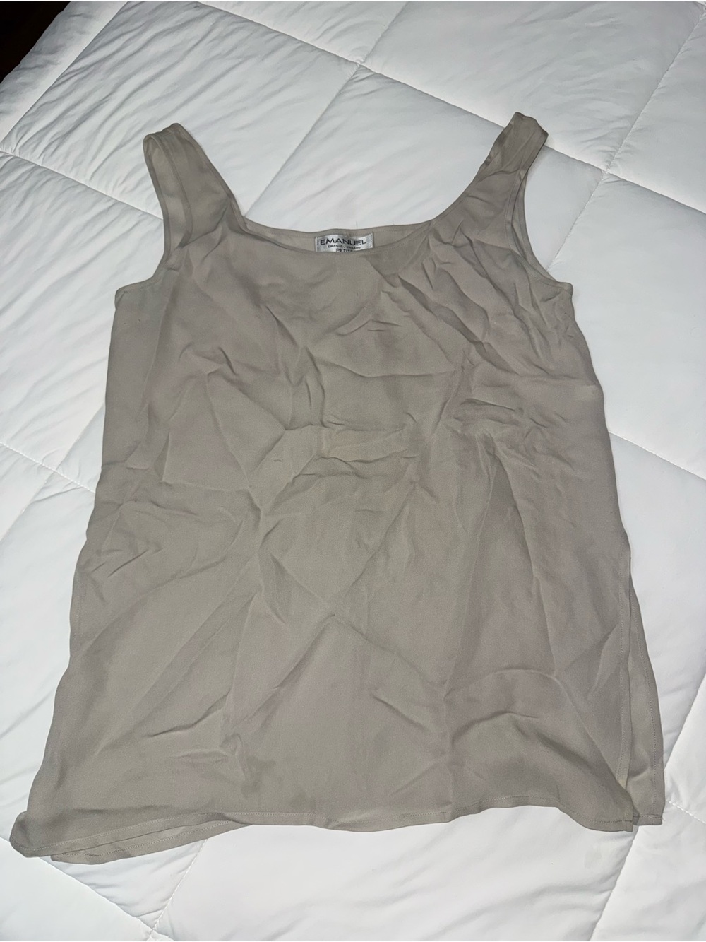 Emanuel Ungaro Taupe Beige Sleeveless Silk-Blend Tank